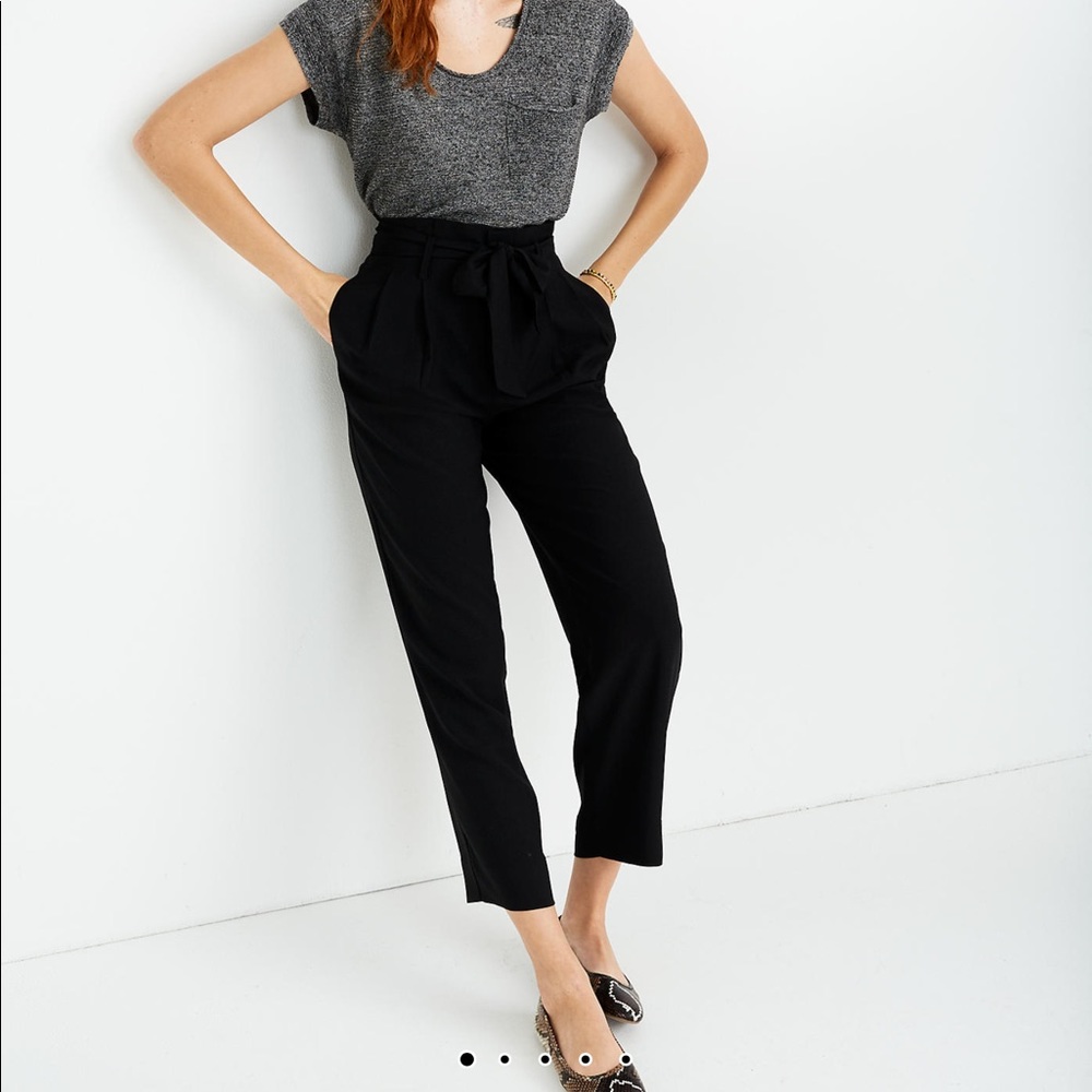 Madwell | Drapey paperbag pants in black